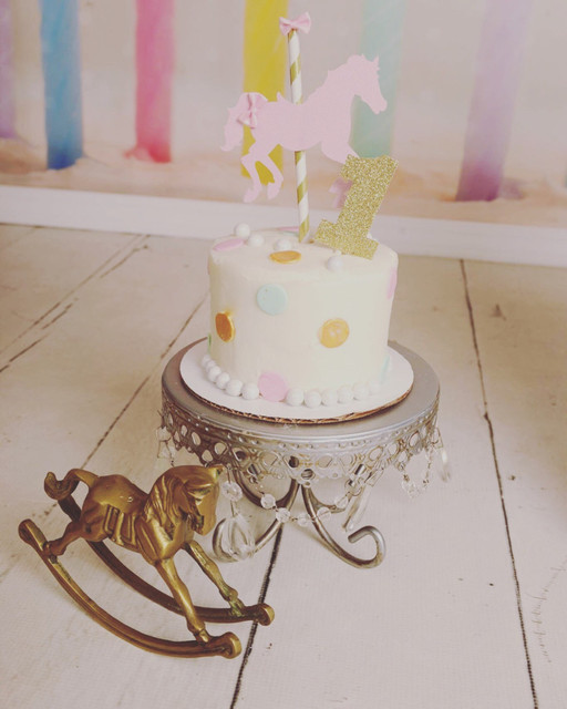 Carrossel Horse Cake Topper, Primeiro aniversário bolo Topper, Um